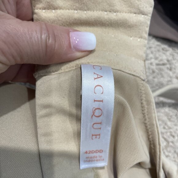 2 Cacique Lane Bryant Modern Luxe Lightly Lined Balconette Bra Size 42DDD Beige - Picture 11 of 12